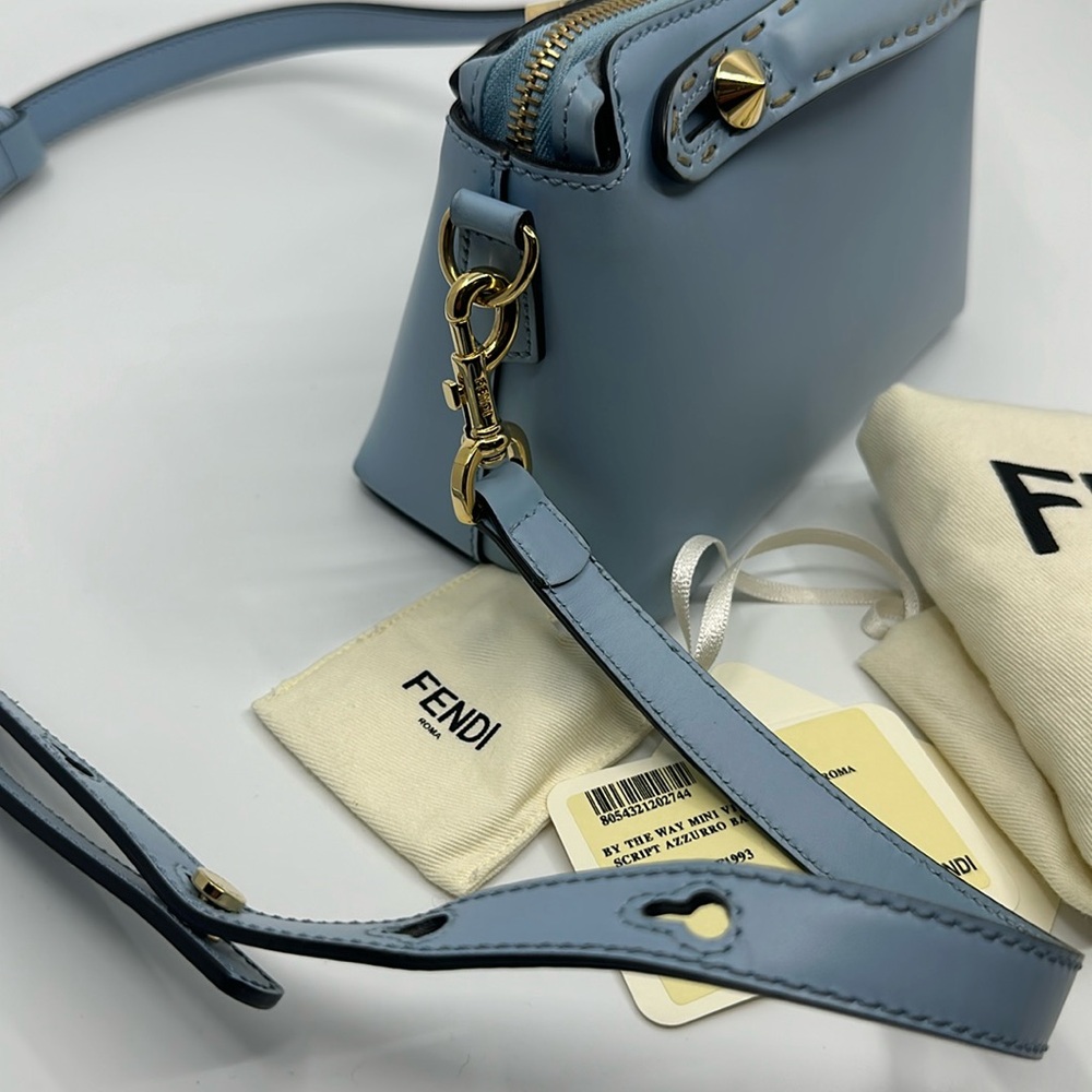 Fendi By The Way blue leather mini shoulder bag with dust bag & tags - Picture 6 of 16